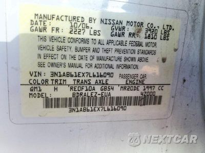 Zdjęcie 13 z 13 samochodu: 2007 NISSAN SENTRA 2.0 VIN:3N1AB61EX7L616090 - miniatura