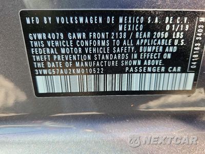 Zdjęcie 13 z 13 samochodu: 2019 VOLKSWAGEN GOLF S VIN:3VWG57AU2KM010522 - miniatura