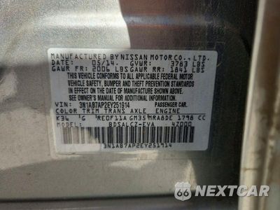 Zdjęcie 12 z 12 samochodu: 2014 NISSAN SENTRA VIN:3N1AB7AP2EY251914 - miniatura
