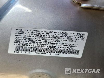 Zdjęcie 13 z 13 samochodu: 2009 HONDA PILOT EXL VIN:5FNYF48589B033562 - miniatura