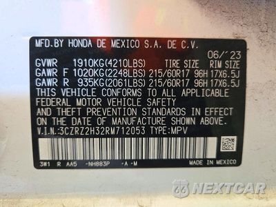 Zdjęcie 12 z 12 samochodu: 2024 HONDA HR-V VIN:3CZRZ2H32RM712053 - miniatura