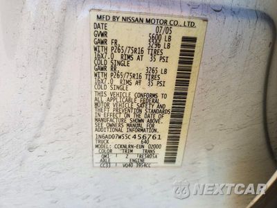Zdjęcie 12 z 12 samochodu: 2005 NISSAN FRONTIER SE VIN:1N6AD07W55C456761 - miniatura