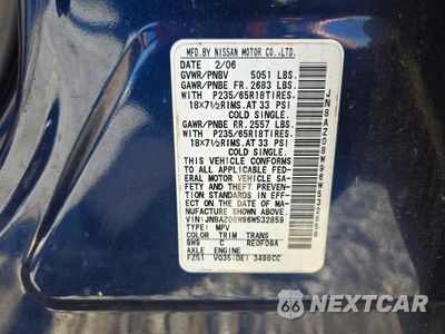 Zdjęcie 13 z 13 samochodu: 2006 NISSAN MURANO SL VIN:JN8AZ08W96W532859 - miniatura