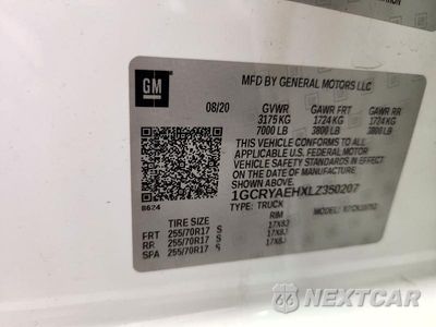 Zdjęcie 12 z 12 samochodu: 2020 CHEVROLET SILVERADO K1500 VIN:1GCRYAEHXLZ350207 - miniatura