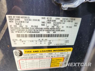 Zdjęcie 14 z 14 samochodu: 2022 FORD EXPEDITION MAX XLT VIN:1FMJK1JTXNEA40024 - miniatura
