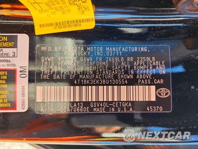 Zdjęcie 12 z 12 samochodu: 2011 TOYOTA CAMRY XLE V6 VIN:4T1BK3EK3BU130554 - miniatura