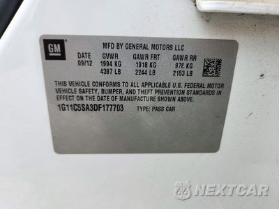Zdjęcie 12 z 12 samochodu: 2013 CHEVROLET MALIBU 1LT VIN:1G11C5SA3DF177703 - miniatura