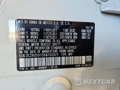 Zdjęcie 12 z 12 samochodu: 2019 HONDA HR-V SPORT VIN:3CZRU5H15KM702024 - miniatura