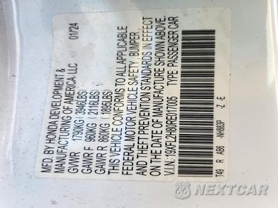 Zdjęcie 13 z 13 samochodu: 2024 HONDA CIVIC SPORT VIN:19XFL2H80RE017005 - miniatura