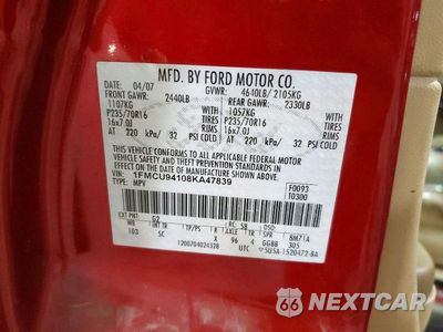 Zdjęcie 14 z 14 samochodu: 2008 FORD ESCAPE LIMITED VIN:1FMCU94108KA47839 - miniatura