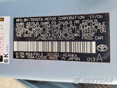 Zdjęcie 12 z 12 samochodu: 2007 TOYOTA CAMRY LE VIN:JTNBE46K373075595 - miniatura