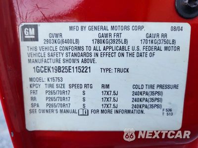 Zdjęcie 12 z 12 samochodu: 2005 CHEVROLET SILVERADO K1500 VIN:1GCEK19B25E115221 - miniatura