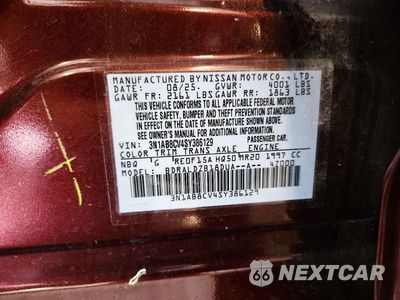 Zdjęcie 13 z 13 samochodu: 2025 NISSAN SENTRA SV VIN:3N1AB8CV4SY386129 - miniatura