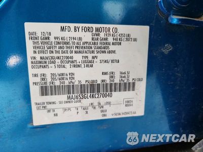 Zdjęcie 12 z 12 samochodu: 2019 FORD ECOSPORT SE VIN:MAJ6S3GL4KC270040 - miniatura