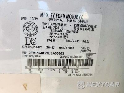 Zdjęcie 13 z 13 samochodu: 2020 FORD EDGE TITANIUM VIN:2FMPK4K93LBA00603 - miniatura