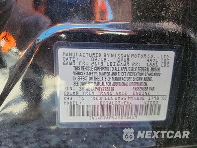 Zdjęcie 12 z 12 samochodu: 2018 NISSAN SENTRA SV VIN:3N1AB7AP4JY275819 - miniatura