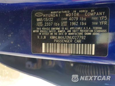 Zdjęcie 13 z 13 samochodu: 2022 HYUNDAI ELANTRA BLUE VIN:KMHLM4AJ0NU027792 - miniatura