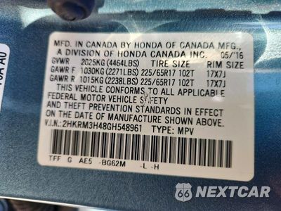 Zdjęcie 12 z 12 samochodu: 2016 HONDA CR-V SE VIN:2HKRM3H48GH548961 - miniatura