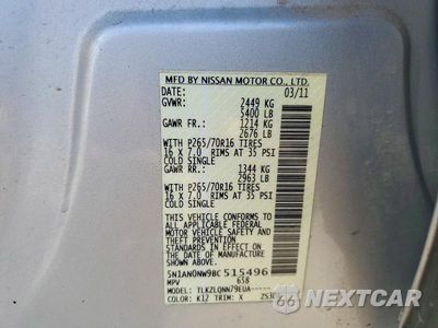 Zdjęcie 14 z 14 samochodu: 2011 NISSAN XTERRA X VIN:5N1AN0NW9BC515496 - miniatura