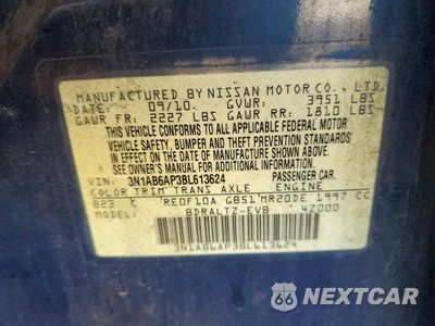 Zdjęcie 12 z 12 samochodu: 2011 NISSAN SENTRA 2.0 VIN:3N1AB6AP3BL613624 - miniatura