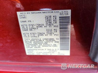 Zdjęcie 12 z 12 samochodu: 2016 NISSAN FRONTIER SV VIN:1N6AD0FVXGN736157 - miniatura