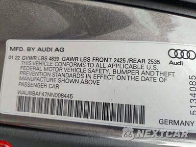 Zdjęcie 12 z 12 samochodu: 2022 AUDI A4 PREMIUM PLUS 40 VIN:WAUBBAF47NN008445 - miniatura