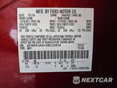 Zdjęcie 13 z 13 samochodu: 2016 FORD EDGE TITANIUM VIN:2FMPK3K81GBC23519 - miniatura