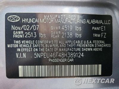 Zdjęcie 13 z 13 samochodu: 2008 HYUNDAI SONATA SE V6 VIN:5NPEU46F48H389124 - miniatura