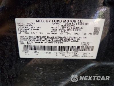 Zdjęcie 13 z 13 samochodu: 2013 FORD EDGE SEL VIN:2FMDK4JC4DBB97556 - miniatura