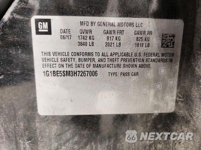 Zdjęcie 12 z 12 samochodu: 2017 CHEVROLET CRUZE LT VIN:1G1BE5SM3H7267006 - miniatura