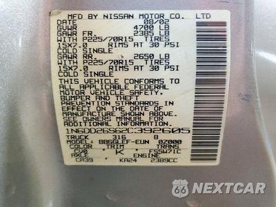 Zdjęcie 12 z 12 samochodu: 2002 NISSAN FRONTIER STANDARD VIN:1N6DD26S62C392605 - miniatura