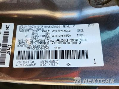 Zdjęcie 12 z 12 samochodu: 2019 TOYOTA TUNDRA SR5 VIN:5TFUY5F11KX868560 - miniatura