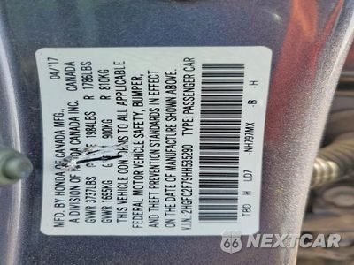 Zdjęcie 12 z 12 samochodu: 2017 HONDA CIVIC EX VIN:2HGFC2F79HH535290 - miniatura