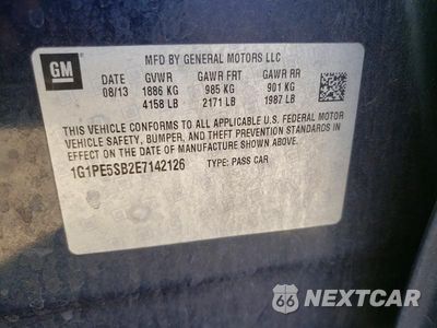 Zdjęcie 13 z 13 samochodu: 2014 CHEVROLET CRUZE LT VIN:1G1PE5SB2E7142126 - miniatura
