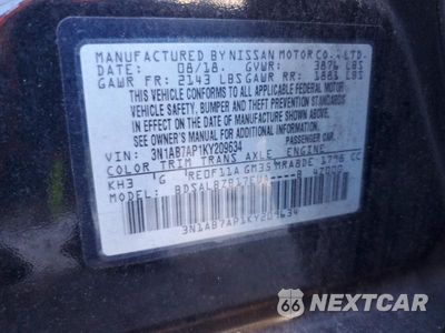 Zdjęcie 13 z 13 samochodu: 2019 NISSAN SENTRA S VIN:3N1AB7AP1KY209634 - miniatura