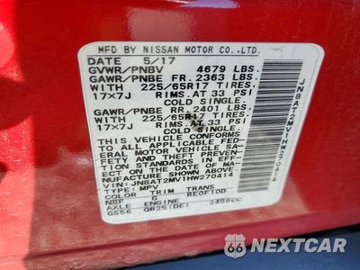 Zdjęcie 13 z 13 samochodu: 2017 NISSAN ROGUE SV VIN:JN8AT2MV1HW270414 - miniatura