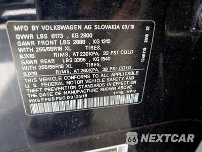 Zdjęcie 13 z 13 samochodu: 2016 VOLKSWAGEN TOUAREG SPORT VIN:WVGEF9BP8GD012916 - miniatura