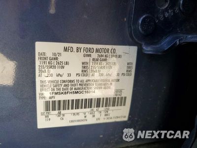 Zdjęcie 13 z 13 samochodu: 2021 FORD EXPLORER LIMITED VIN:1FMSK8FH5MGC16014 - miniatura