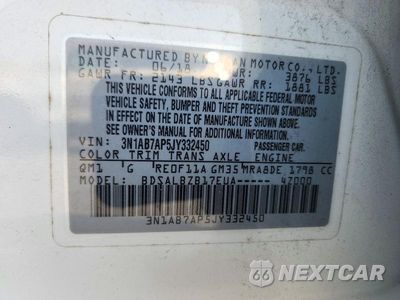 Zdjęcie 12 z 12 samochodu: 2018 NISSAN SENTRA S VIN:3N1AB7AP5JY332450 - miniatura