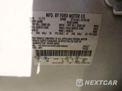 Zdjęcie 14 z 14 samochodu: 2014 FORD EXPLORER XLT VIN:1FM5K8D85EGB10843 - miniatura