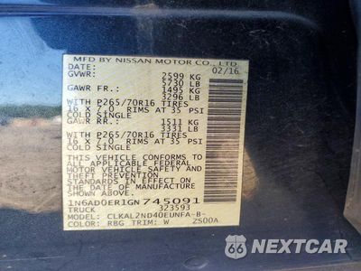 Zdjęcie 12 z 12 samochodu: 2016 NISSAN FRONTIER SV VIN:1N6AD0ER1GN745091 - miniatura