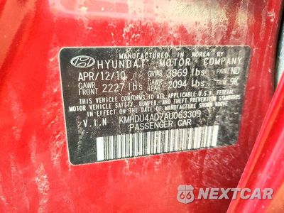 Zdjęcie 12 z 12 samochodu: 2010 HYUNDAI ELANTRA GLS VIN:KMHDU4AD7AU063309 - miniatura
