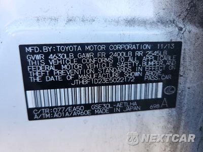 Zdjęcie 13 z 13 samochodu: 2014 LEXUS IS 250 VIN:JTHBF1D23E5022172 - miniatura