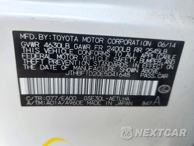 Zdjęcie 12 z 12 samochodu: 2014 LEXUS IS 250 VIN:JTHBF1D20E5041648 - miniatura
