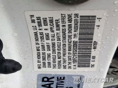 Zdjęcie 12 z 12 samochodu: 2016 HONDA CIVIC TOURING VIN:19XFC1F97GE030692 - miniatura