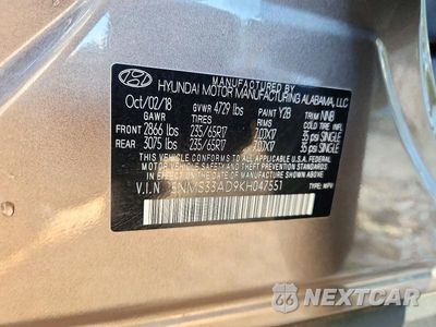 Zdjęcie 13 z 13 samochodu: 2019 HYUNDAI SANTA FE SEL 2.4L VIN:5NMS33AD9KH047551 - miniatura