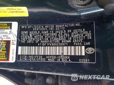 Zdjęcie 12 z 12 samochodu: 2013 TOYOTA CAMRY SE VIN:4T1BF1FK9DU230071 - miniatura
