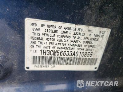 Zdjęcie 12 z 12 samochodu: 2003 HONDA ACCORD EX VIN:1HGCM56633A010855 - miniatura
