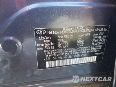 Zdjęcie 13 z 13 samochodu: 2017 HYUNDAI SANTA FE SPORT 2.4L VIN:5NMZUDLB7HH049918 - miniatura