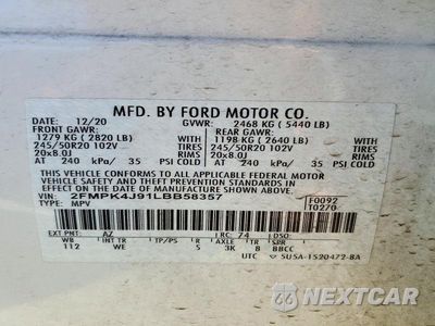 Zdjęcie 13 z 13 samochodu: 2020 FORD EDGE SEL VIN:2FMPK4J91LBB58357 - miniatura